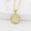 YWLY Zodiac Necklace 18K Gold Jewelry Women Fashion Gold Filled Crystal Rhinestone Zodiac Sign Necklace Zodiac