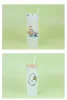 25 oz süblimasyon tumbler yaratıcı cam bardaklar buz içecek kola bardaklar süt suyu boşlukları saman ve bambu kapaklarla kahve kupaları içen toptan fy5219