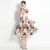 Kvinnor tryckt klänning ärmlös butik Floralklänning 2023 Summer Autumn Vest Dress High-End Trend Lady Temperament Dresses Ol Dresses