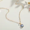 Gold-plated Turkish Devil's Eyes Necklace Blue Evil Eye Pendant Necklace for Women