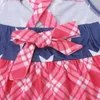 Girl Dresses 1-8T July 4th Blue Red Party Dress Clothes With Pattern Flag Print Robe Sleeveless Princess Long Skirt Boutique Wears