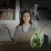 Уполномоченные приборы 3D Fireworks Glass Vase Увлажнитель с 7 цветом светодиодного светового аромата эфирного масла диффузор