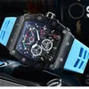 Fonction complète toutes les montres squelette de montre de crime cadran multiple exquis hommes décontracté reloj bracelet souple couleur unie lunette noire montres de sport modernes unisexe xb11