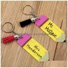 Schlüsselanhänger Personalisierter Bleistift Schlüsselanhänger Partybevorzugung DIY leerer Acrylring mit Quaste Kreativer Rucksack Hängender Anhänger Drop Liefern DHSBE