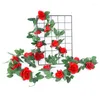 Dekorativa blommor 220 cm Artificial Rose Plant Vine Fake Silk Flower Garland Home Wedding Decorations Garden Arch Wall Decor