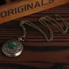 Vintage Bronze Quartz Pocket Watch Necklace Green Pocket Watch Necklace Pendant for Men Women Gift for Men Women Watch320f