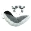إكسسوارات شعر أغطية الرأس محاكاة إبداعية للحيوانات Cosplay Props Husky Dog Ears Tail Plush Plush Tail لعيد الميلاد 230512
