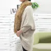 Kvinnorjackor Kvinnor Winter Coat Knitwear Autumn Khaki Faux Fur Neck Sticked Cardigans Kvinnliga långa ärmar Löst tröja Skjorta#15