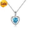 Collier pendentif coeur zircone cubique bleu femmes élégant personnalisé mode bijoux délicat cristal gemme amour coeur pendentif