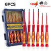 SCHROEVENDRAAIER 6PCS Isolerad skruvmejsel 1000V Precision Phillips slitsade skruvdrivrutin Magnetiskt multifunktionellt elektriker reparationsverktyg