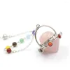 Pendanthalsband Reiki 7 Chakras Crystal Pendulum för dows främmande rymdskepp natursten helande lapis opal rosa kvarts amulet pendulo