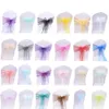 Sashes 50Pcs Sheer Fabric Organza High Quality Chair Sashes Bow Wedding Chair Knot Decoration For Wedding Party Event Banquet