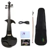 Yinfente Black Electric Violin 4/4 de madeira sólida capa livre silenciosa #ev18