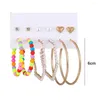 Hoop Earrings Studs Set Party Clothing Accessories Jewelry Gift6 Pairs Women Multicolor Mini Beads Rhinestones Inlay Al