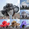 Bayanlar organza şapkası kentucky derby Deducky Düğün Kilisesi Çay Partisi Çiçek Çiçek Yaz Plaj Şapkası A002313R