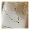 Wholesale Fashion Fine Jewelry Emerald Waterdrop Pendant 18k Gold Plated Cubic Zirconia Necklace For Women