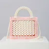 Shoulder Bags Luxury Acrylic Pearl Evening Clutch Women Handmade Beaded Clear Purses and Handbags Ladies Woven Bag Wedding Party 230426