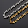 Kedjor bredd 6mm rostfritt stål repkedjan halsband för kvinnor män svart guld färg vridna uttalande smycken inte blekna