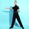 Stage Wear Latin Dance Tops Men Summer Ballroom Practice Short Sleeve Tango Dancing Salsa Clothing Black Costume DQ7002