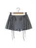 Rokken Yenkye 2023 Cool Girl geplooide mini rok voorste boog dubbele ritssluiting vrouwen zomer met shorts ondergoed voering