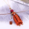 Pendentif Colliers Bohopan Mode Élégant Poupée Collier Pour Femmes Orange Robe Alliage Pendentifs Chaîne Qualité Chandail Bijoux Accessoires