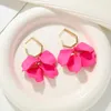 Boucles d'oreilles à tige pétale de Rose rouge balancent pour les femmes 2023 tendance fête de mariage Brincos bijoux accessoires