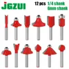 Frees 12pcs 1/4in 6mm 8mm Shank Milling Cutter Router Bit Set Wood Cutter Carbide Shank Mill Woodworking Engraving