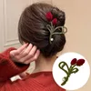 Clip de agarre de tulipán de terciopelo elegante, suministros de fiesta, pinza de pelo de moda femenina, pinza de cola de caballo para mujer, accesorios para el cabello, tocado