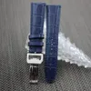 Leather Watch Straps Blue Watch Band with Spring Bar for IWC 318H