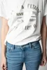 24SS Zadig Voltaire Summer Cotton New Niche 디자이너 T 셔츠 패션 단순 클래식 풀오버 티셔츠 편지 인쇄 금전 여성 단점 해변 티 트렌드 탑