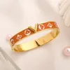 Stainless Steel Gold Leather Bangle Bracelets Women Luxury Designer Pink Letter Jewelry Gift Bangles Mens Bracelet Pendant