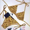 Sommer neuer Badeanzug, Designer-Design, Damen-Badeanzug mit Schnürung und hängendem Hals, geteilter, rückenfreier Badeanzug mit Alphabet, sexy, mehrfarbig, hochwertiger, hochwertiger Bikini