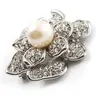 Brosches uttalande silverfärg rosblomma legering brosch full strass stora färskt pärla bröllop romantiska smycken för kvinnor