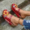 Hausschuhe Slingback Für Frauen Vintage Floral Design Mode Chunky Sandale Boho Plattform Keile Schuhe Frau Slip-On Wohnungen Zapatos