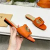 2023 Women Multicolor Flat Slippers Sandals With 2 Straps Lady Fashion Metal Buckle Beach Slides lace-up Scuffs For Summer 35-43