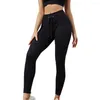 Pantaloni attivi Leggings a costine da donna Strisce senza cuciture Coulisse Yoga Vita alta Calzamaglia inferiore assorbente dal sudore Palestra Corsa blu