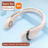 ファン2022新しいXiaomi Foldable hanging NeckファンサマークーリングファンブレードレスUSB充電式ミュートランニングネックバンドファン