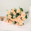 Dekorativa blommor Artificial Rose Silk Long Branch Bouquet For Wedding Home Room Table Centerpiece Decor Fake Plant Wreathwedding Supplies