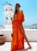 CHEHEMIAN BRATLETE BLATETTE BIKINI CHIKINI Plus Size Tunik Women 2023 Summer Solid Beachwear Swime Cover Up Robe de Plage A936