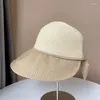 ワイドブリム帽子日本スタイルのストローファブリックステッチボウサンシェードハット女性春夏ファッションサンアウトドア通勤