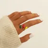 Eheringe Koreanischer Stil Edelstahl Offene Geometrische Tropföl Fingerring Persönlichkeit Für Frauen Valentinstag Geschenke