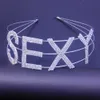 Bling Cristal Lettre Sexy Bandeau Pince À Cheveux Diamant Épingle À Cheveux Nouvelle Bande De Cheveux De Mode Polyvalent Hairgrip Accessoires De Coiffure Coiffe Coiffe Bijoux Cadeau