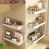 Organization 40/50cm Spice Rack White Aluminum Alloy Kitchen Wall Mounted Seasoning Jars Storage Shelf Organizer Condiment Container Holder