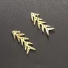 Stud Earrings Fish Bone For Women Iced Out Crystal Rock Gold Color Earring Luxury Fashion Hiphop Jewelry Punk Accessories OHE107