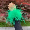 Sleevelet Arm Sleeves 1 PC Wide Style Women's Real Ostrich Feather Slap Bracelets Fashion Long Turkey Cuff Fur Band Wristband S43921PC 230512