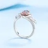 Pierścienie klastra Prawdziwy Mossanite 0,5ct Rose Pierścień 925 Srebrny Srebrny Obiec