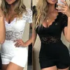 Women's Jumpsuits & Rompers Women Hollow Out Playsuits Short Sleeve Playsuit Lace Bodysuit Jumpsuit Bodycon Trousers Sexy