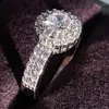 Cluster Rings Kerstolove Real 925 Sterling Silver CZ Stone Engagement Ring Ring Ring Ring voor vrouwen Wedding Round Elegant en Sierlijke LR783S