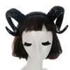 Hair Rubber Bands Gothic Halloween Women Girls Headband Sheep Horn Forest Animal Cosplay Costume Hoop Demon Evil Plastic Party Po Props 230512