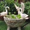Trädgårdsdekorationer hart Swan Ornament Creative Micro Landscape Rockery Möbler för utomhusgård Dekoration Del Flowerpot Sculpture